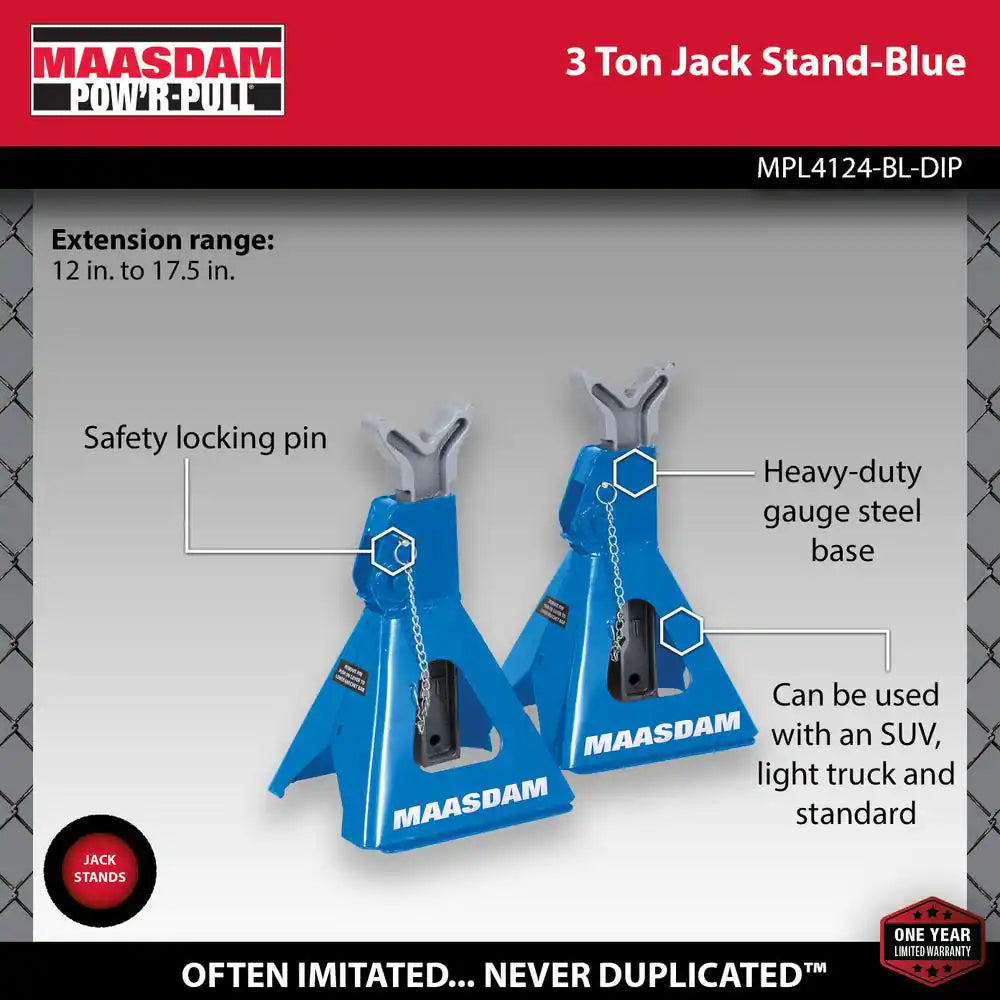 3-Ton Car Jack Stands in Blue