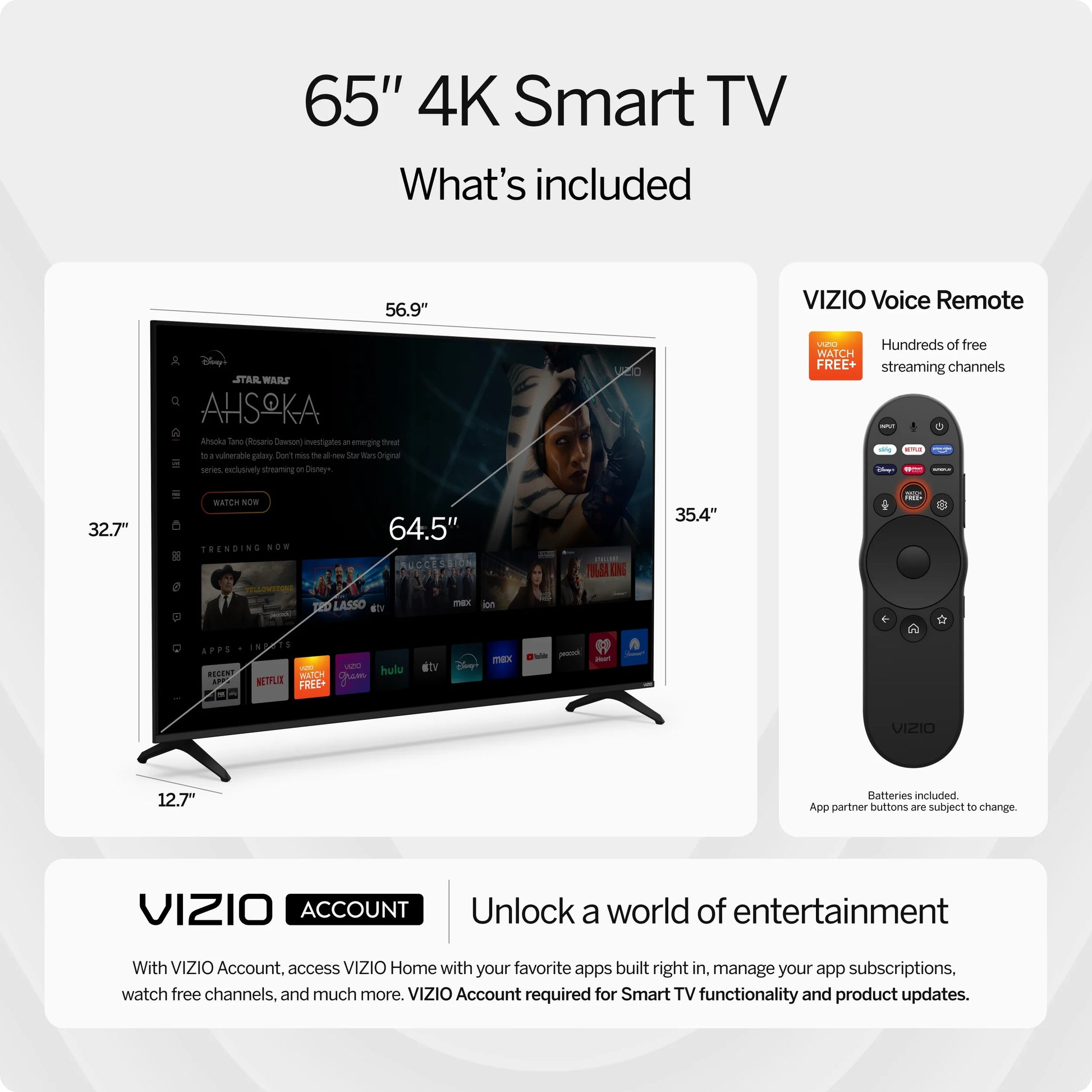 65" Class 4K UHD LED HDR Smart TV (V4K65M-0804)