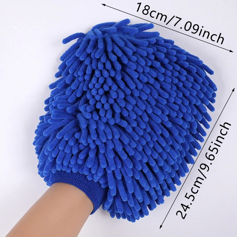 Car Wash Gloves Chenille Glove Plush Rags Thickened Double-Sided Supplies Cleaning Tools Auto Acessories Detailing