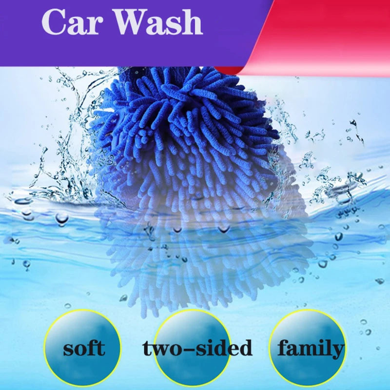 Car Wash Gloves Chenille Glove Plush Rags Thickened Double-Sided Supplies Cleaning Tools Auto Acessories Detailing