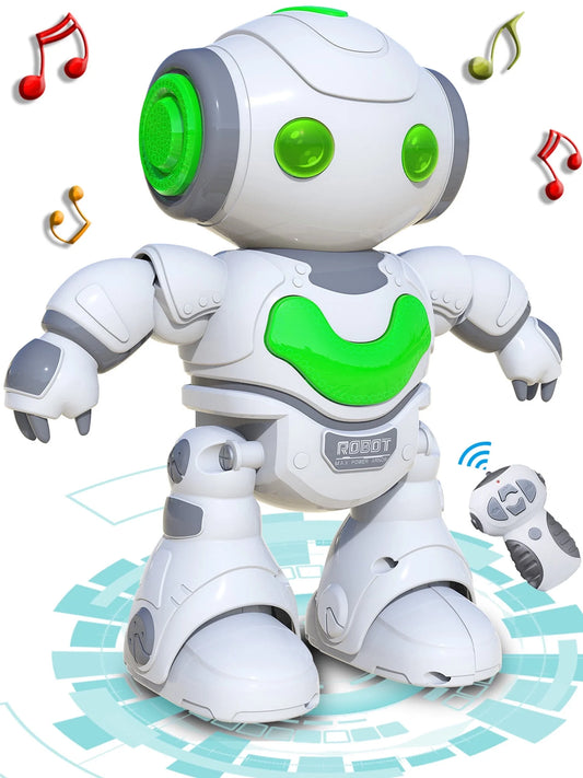 Kids Electronic RC Intelligent Walking Dancing Samrt Robot Toy Music/Light,Educational Toys - White
