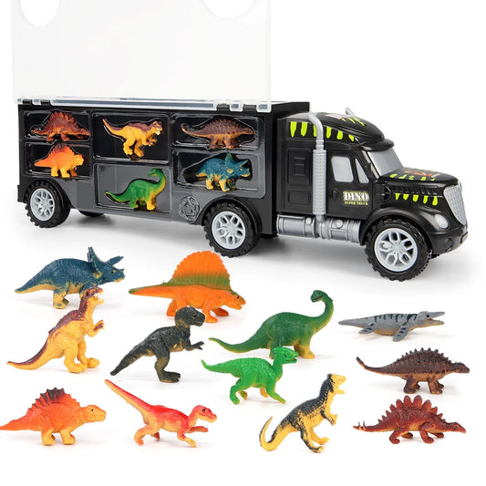 Dinosaur Toys for Kids 3-7, Dinosaur Truck Carrier Toy with 15 Dinosaur Toys, Perfect Dinosaur Toys for Boys Age 3 & up with Dinosaur Figures for Toddlers Birthday Gifts Toys for 3 4 5 6 7 Years Old